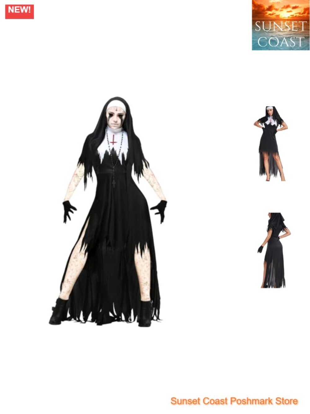 Women's Nun Costume 6 Piece Set Polyester Halloween Exorcist Outfit